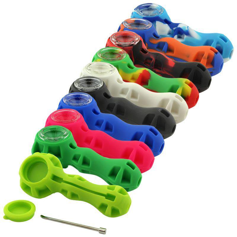 4" Silicone Fancy Pipe with Dabber & Container - Cali Cloudx Inc