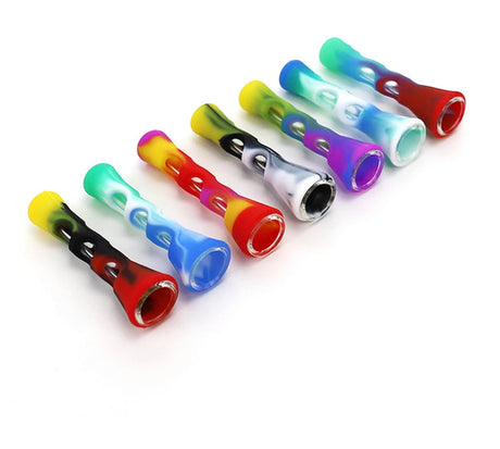 4" Silicone and Glass Chillum - 6 Count
