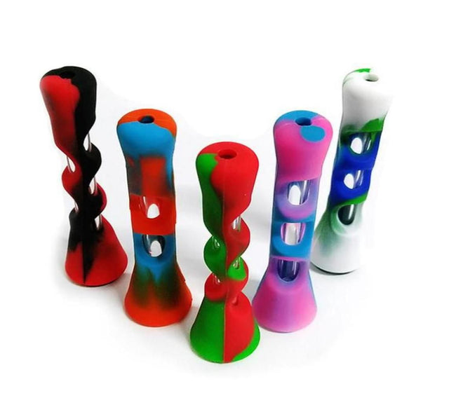 4" Silicone and Glass Chillum - 6 Count