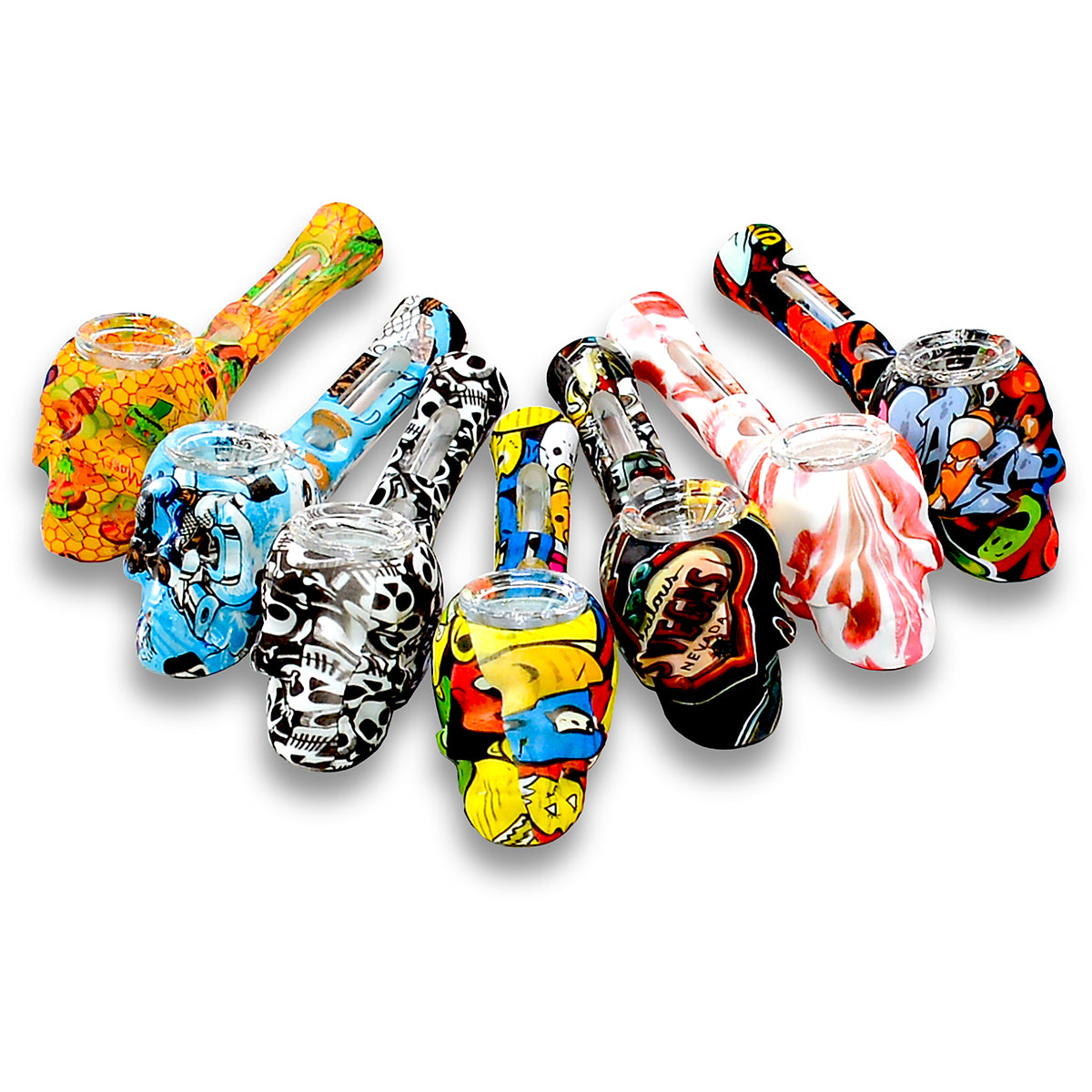 2 in 1 Silicone Skull Head  Hand Pipe & One Heater