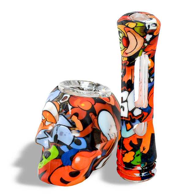 2 in 1 Silicone Skull Head  Hand Pipe & One Heater