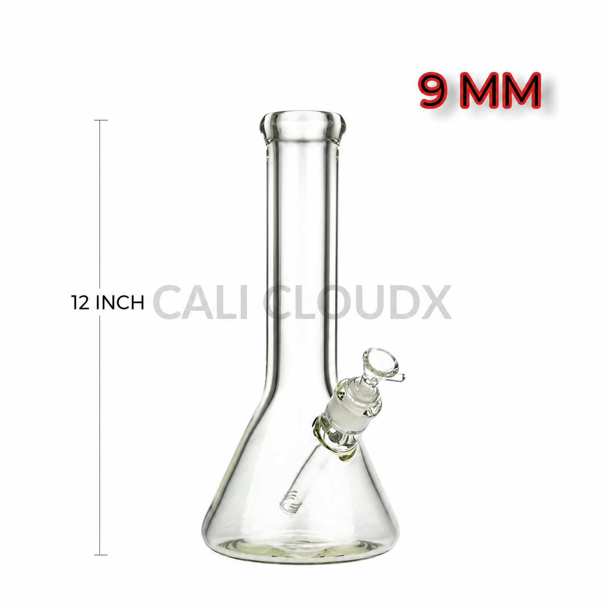 12" 9 mm Thick Beaker Clear WaterPipe By Cali Cloudx