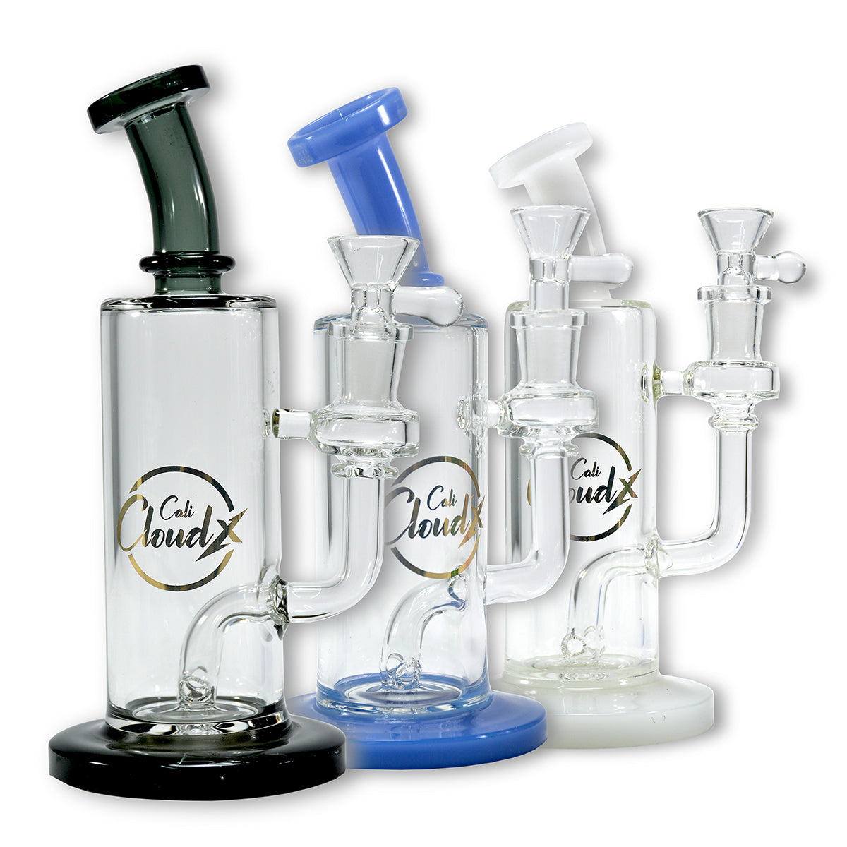 8 Color Handle Clear Body Water Pipe By Cali Cloudx Glass