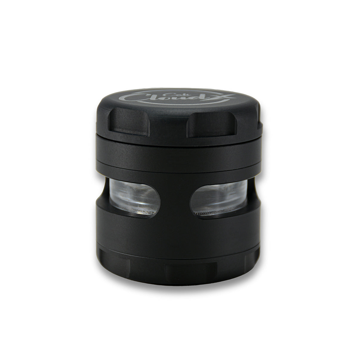 60Mm Round Aluminum & Glass Cali Cloudx Grinder Black