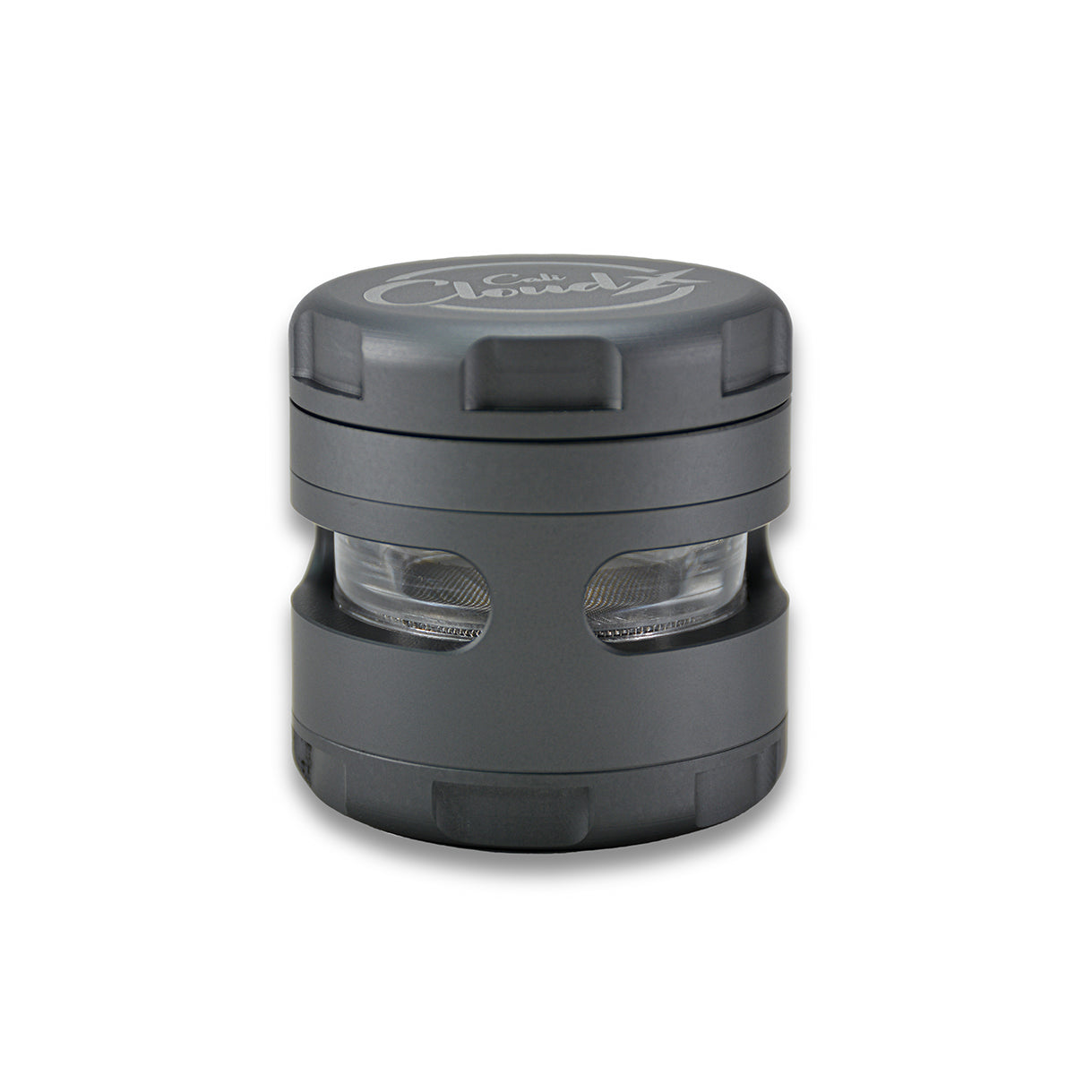 60Mm Round Aluminum & Glass Cali Cloudx Grinder Grey
