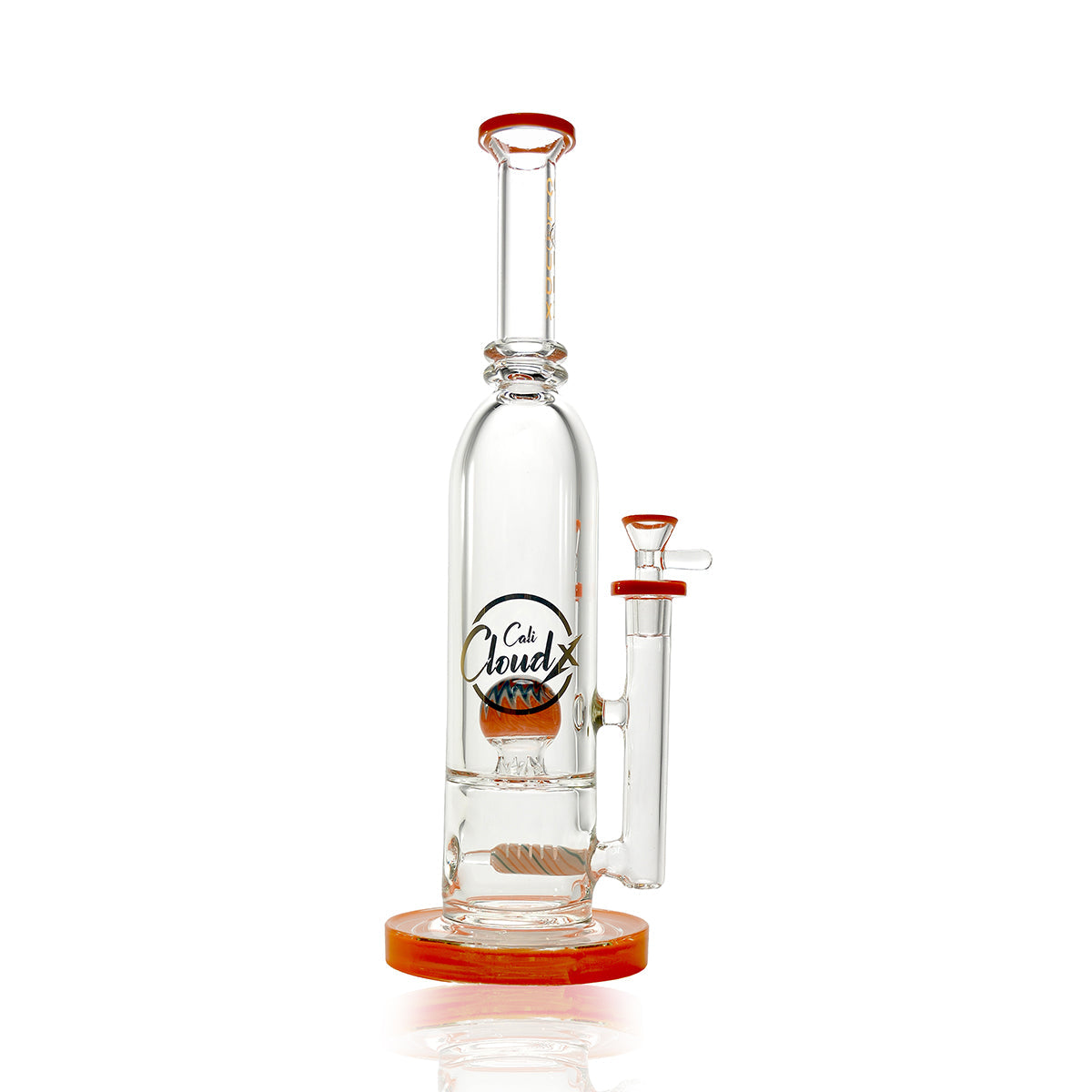 14’ Us Color 9Mm Base Waterpipe W/ Dome Orange Glass