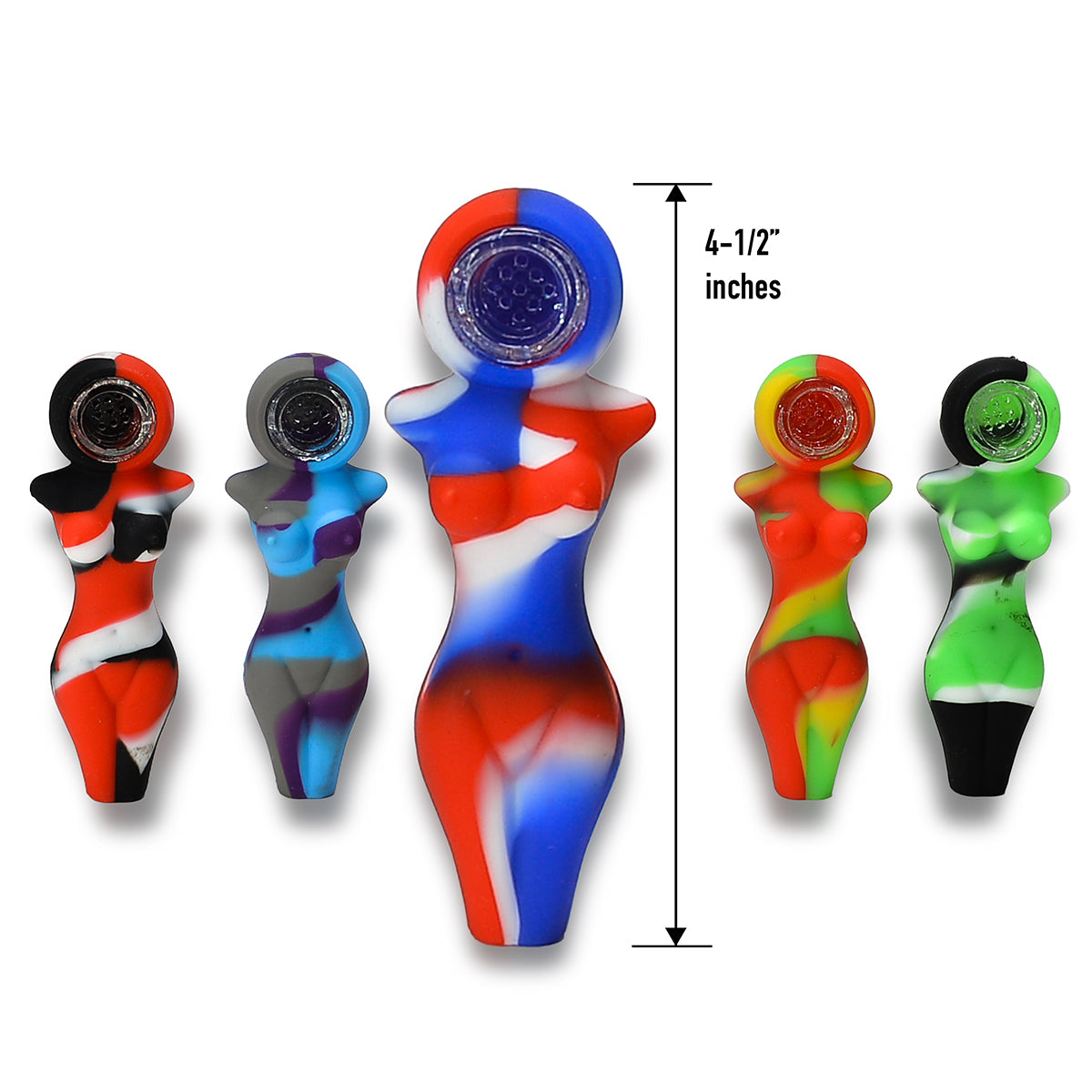 4.5" Inches Silicone Curvy Girl Hand  Pipe