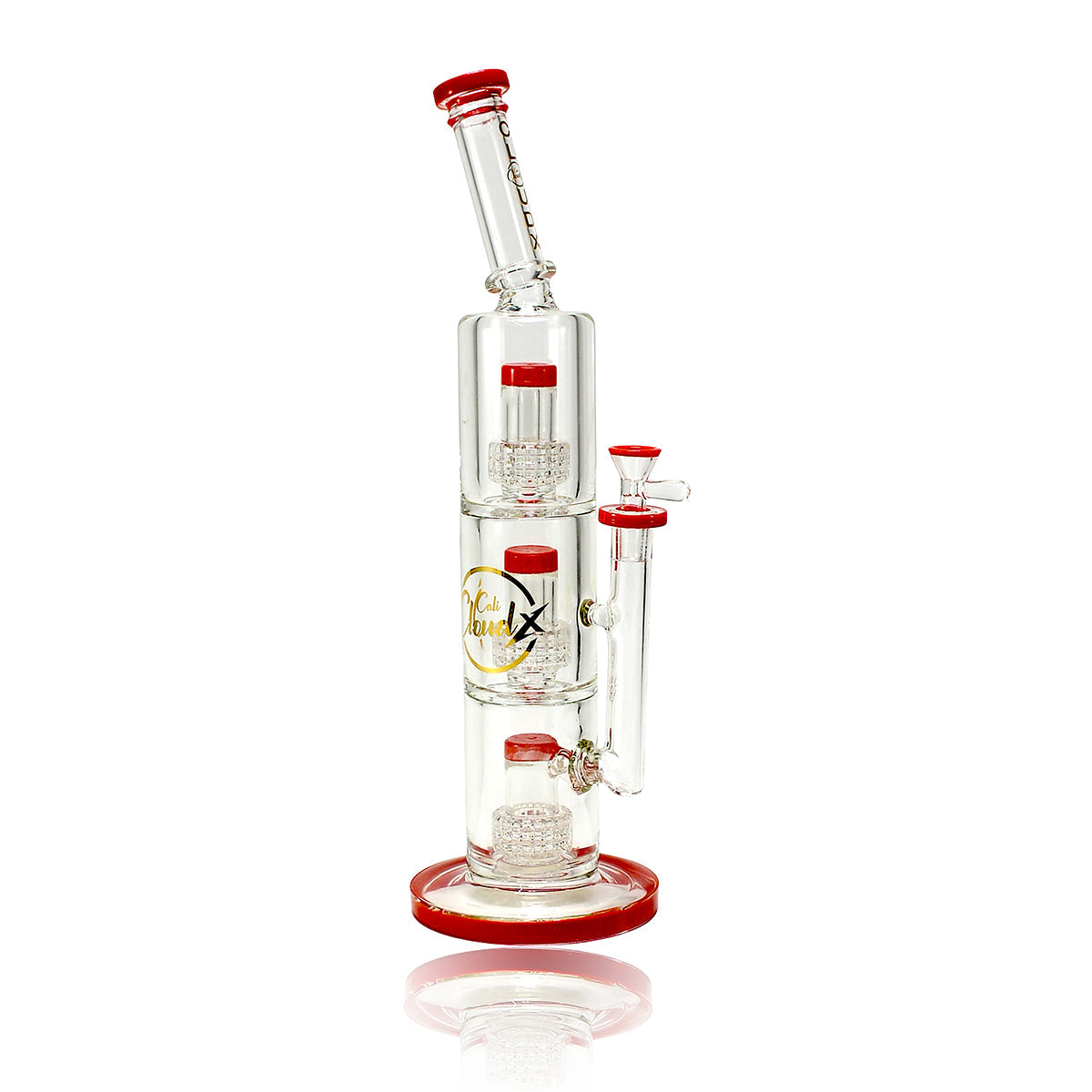 16’ Triple Percolator Shower - Head 9Mm Thick Water Pipe By Cali Cloudx Red