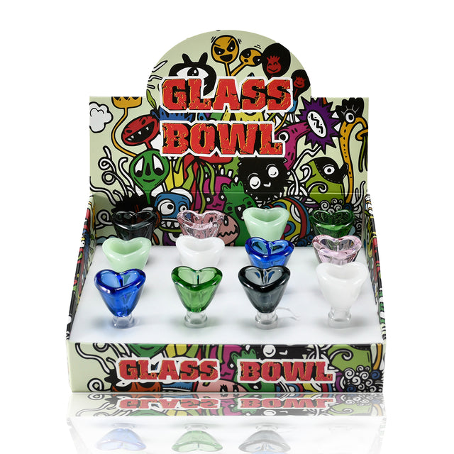 14mm Heart Design Glass Bowls (12 Pcs / $2.50 ea.)