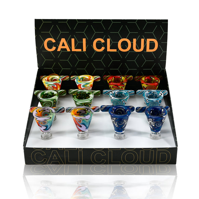 Color Wig Wag Handle Bowls 14mm (12 Pcs / $5.50 ea.)
