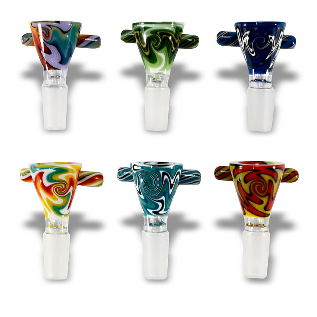 Color Wig Wag Handle Bowls 14mm (12 Pcs / $5.50 ea.)