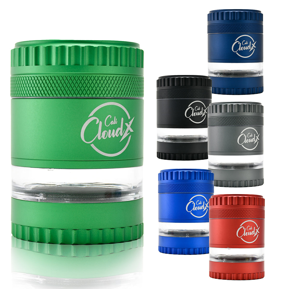 4-Piece Premium Herb Grinder – Color Aluminum with Clear Chamber