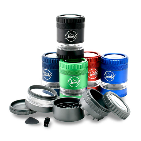 4-Piece Premium Herb Grinder – Color Aluminum with Clear Chamber