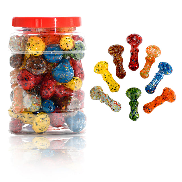3" Confetti Glass Mini Hand Pipe – Bulk Jar