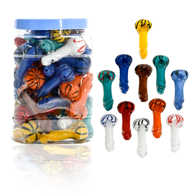 3” Assorted Glass Mini  Hand Pipes – Bulk Jar