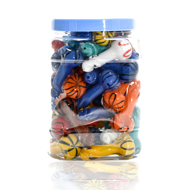 3” Assorted Glass Mini  Hand Pipes – Bulk Jar