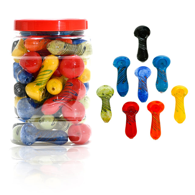 3" Spiral Line Glass Mini  Hand Pipe – Bulk Jar