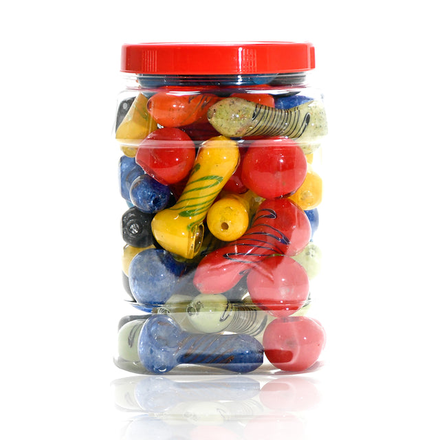 3" Spiral Line Glass Mini  Hand Pipe – Bulk Jar