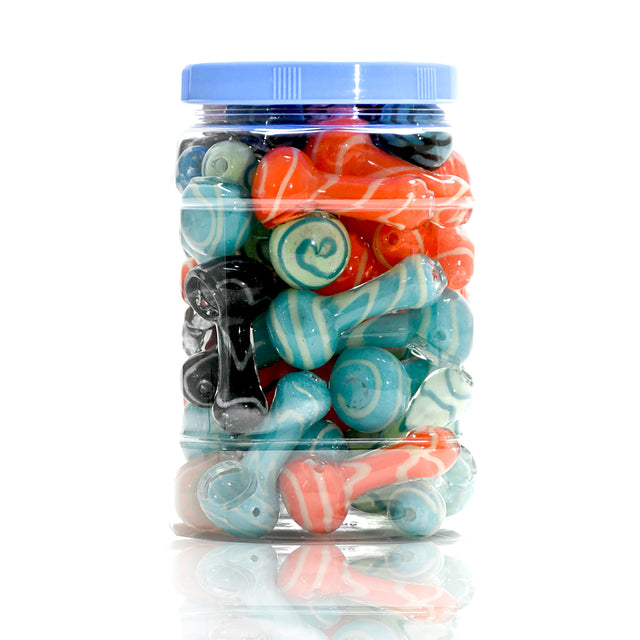 3" Wave Swirl Glass Mini Hand Pipe – Bulk Jar