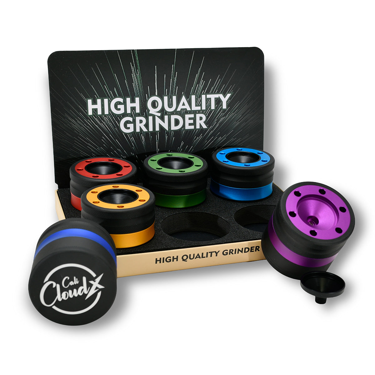 Premium Herb Grinder – 4-Piece Durable 66mm Grinder with Color Accent Ring