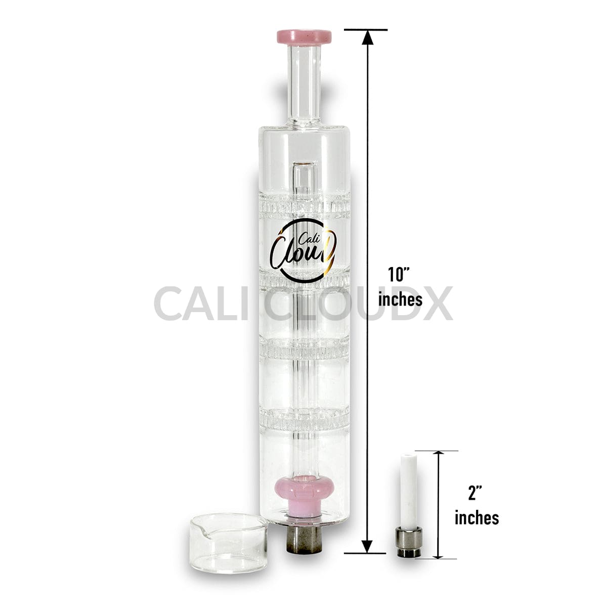 Cali Cloudx Four Disk Recycler Nectar Collector – 10’’ Glass Dab Straw with Perc