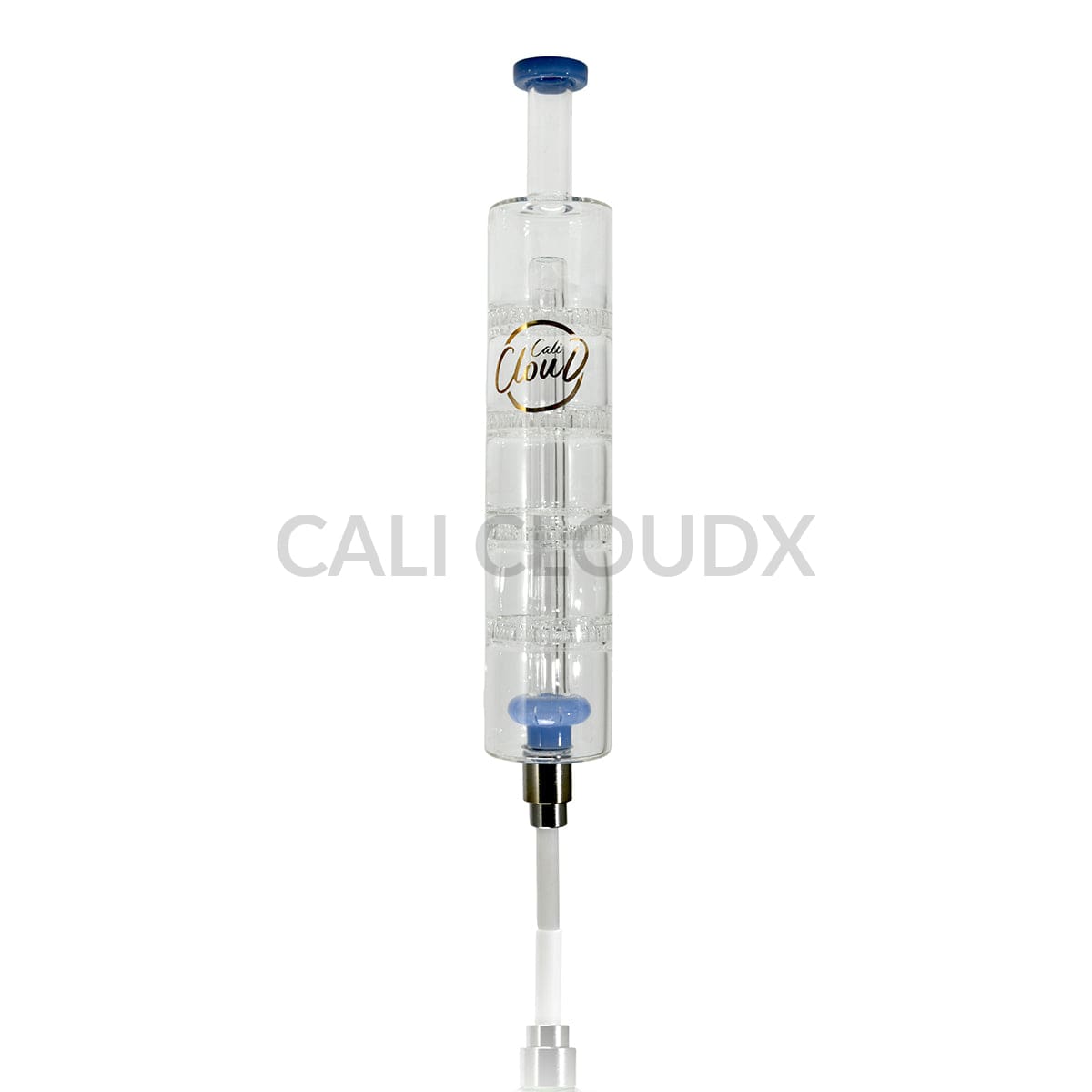 Cali Cloudx Four Disk Recycler Nectar Collector – 10’’ Glass Dab Straw with Perc Milky Blue