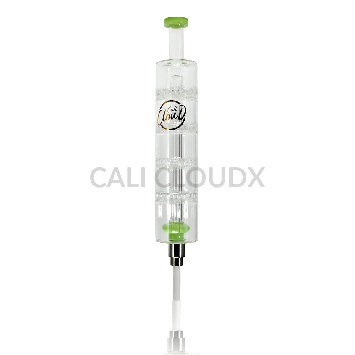 Cali Cloudx Four Disk Recycler Nectar Collector – 10’’ Glass Dab Straw with Perc Milky Green