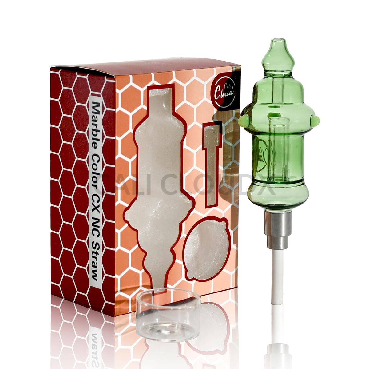 Cali CloudX Marble Rim Color Nectar Collector|Dab Tool | Dab Straw Green