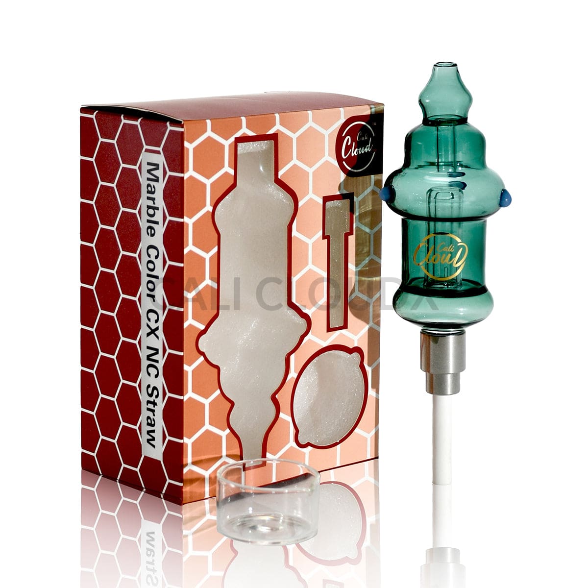 Cali CloudX Marble Rim Color Nectar Collector|Dab Tool | Dab Straw Jade Blue