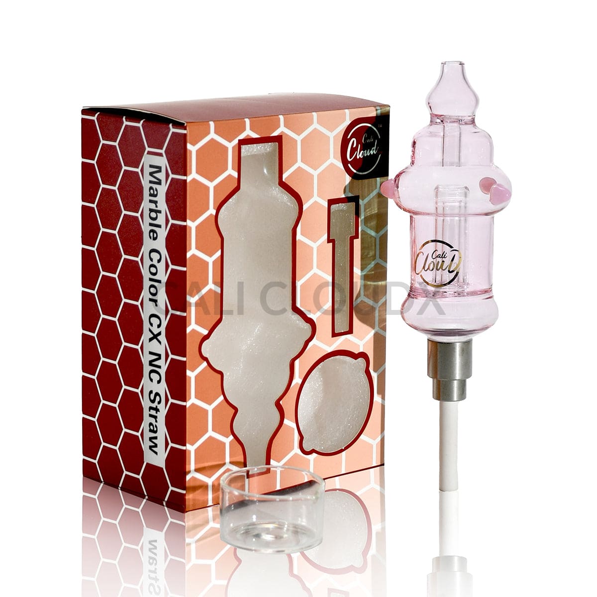 Cali CloudX Marble Rim Color Nectar Collector|Dab Tool | Dab Straw Pink