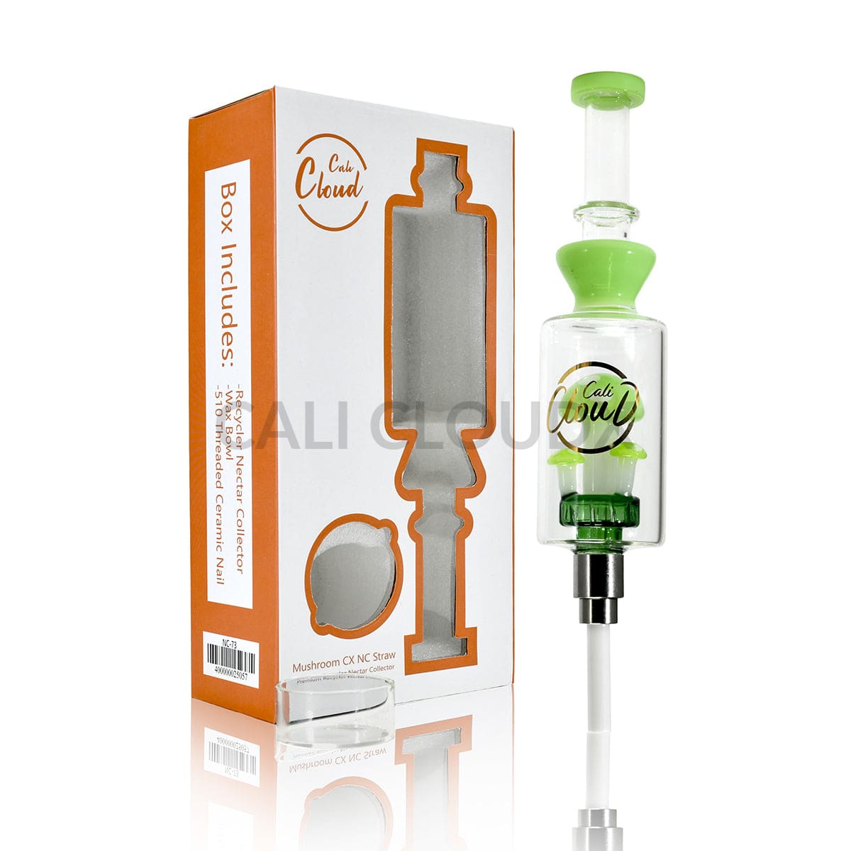 Cali Cloudx Mushroom Recycler Nectar Collector – 7’’ Glass Dab Straw with Perc