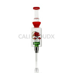 Cali Cloudx Mushroom Recycler Nectar Collector – 7’’ Glass Dab Straw with Perc Red