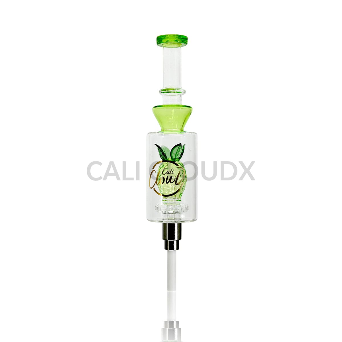 Cali Cloudx Pineapple Recycler Nectar Collector – 7’’ Glass Dab Straw with Perc Green