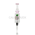 Cali Cloudx Pineapple Recycler Nectar Collector – 7’’ Glass Dab Straw with Perc Light Pink
