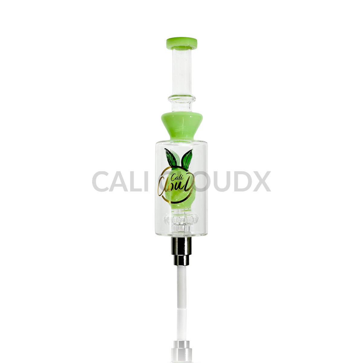 Cali Cloudx Pineapple Recycler Nectar Collector – 7’’ Glass Dab Straw with Perc Milky Green