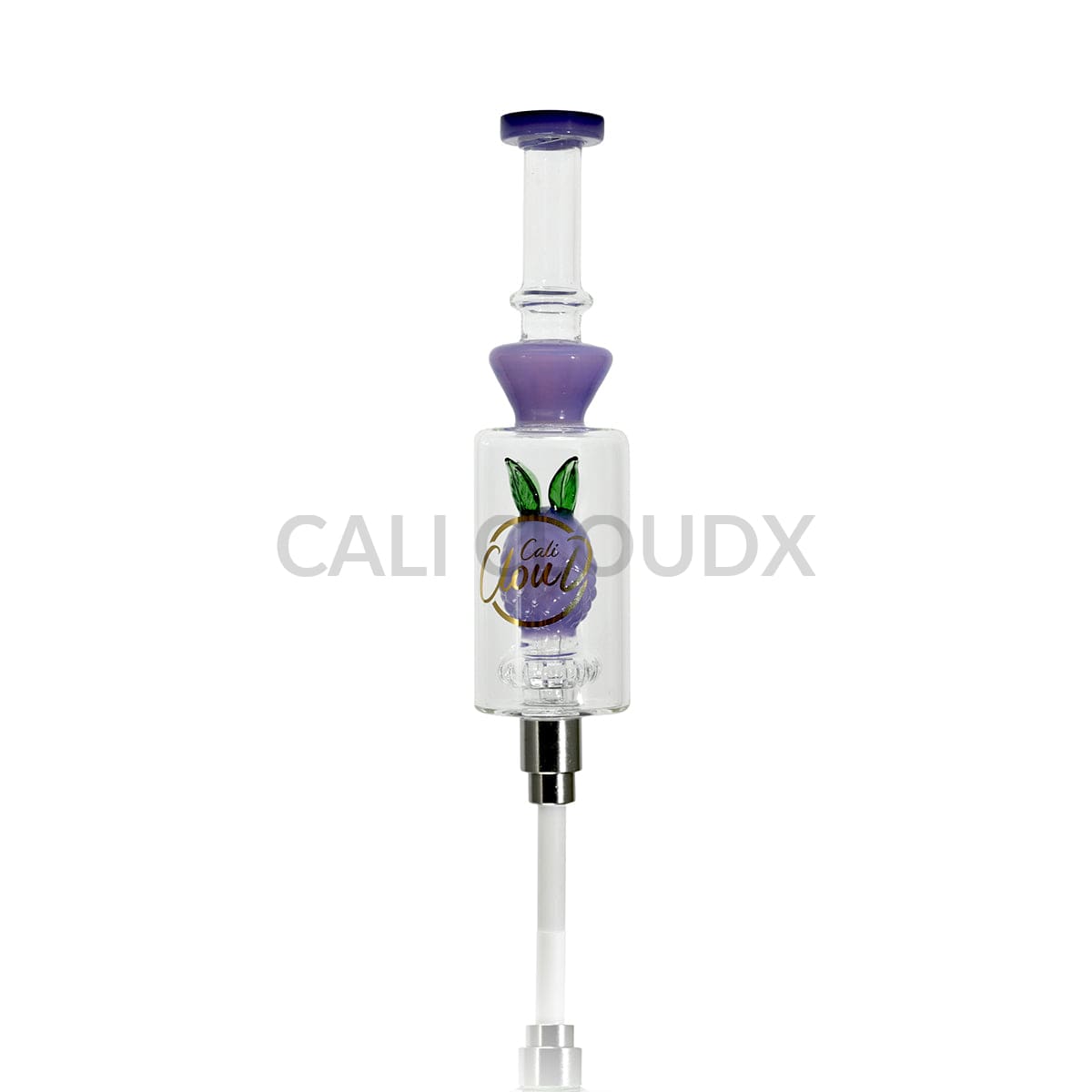 Cali Cloudx Pineapple Recycler Nectar Collector – 7’’ Glass Dab Straw with Perc Purple