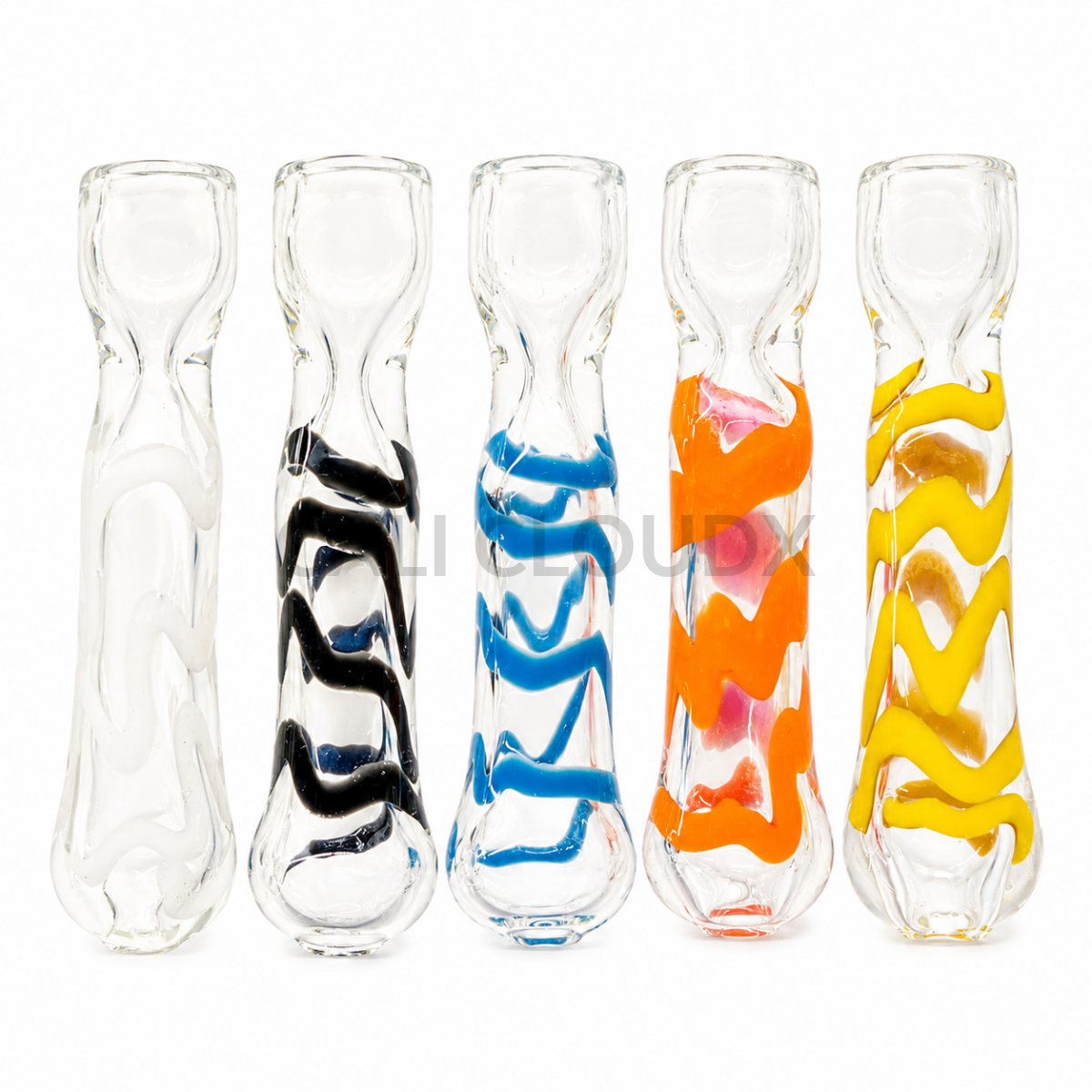 Clear Glass Zigzag Colored Chillum