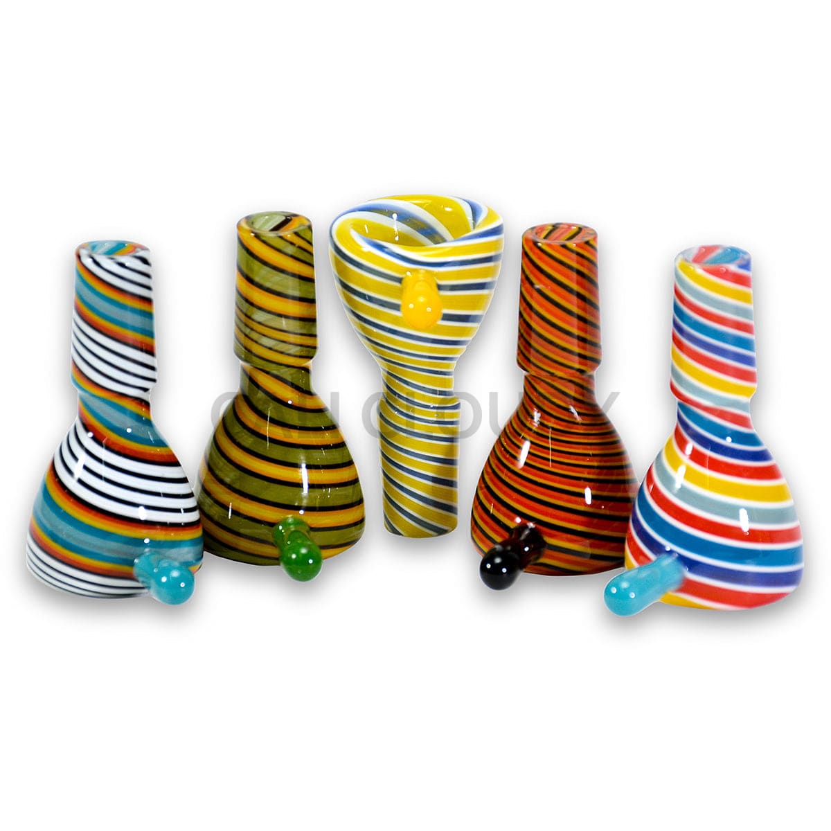 Color Spiral Glass Bowl (5Pcs / $6.00 Ea.) 14Mm 5 Pack - Assorted