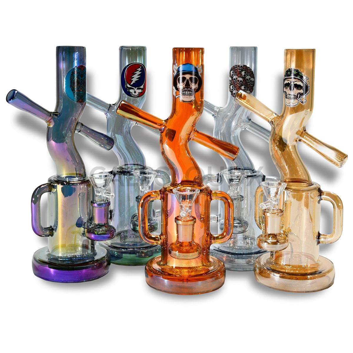 Customized Skull Dancing Design 10’’ Waterpipes Electroplated Colors