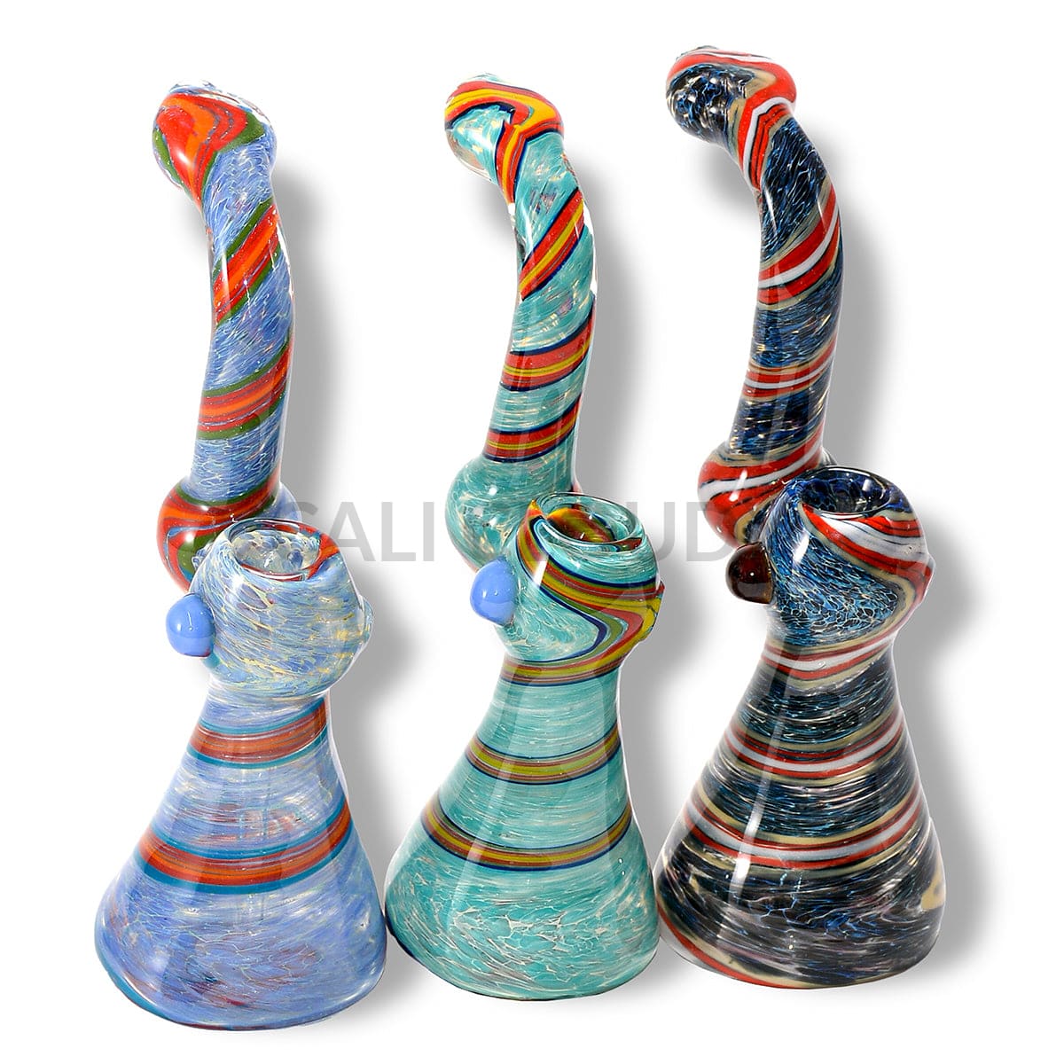 Frit And Colorful Stripe Pattern Bubbler