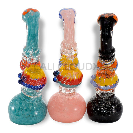 Frit And Zigzag Pattern Rainbow Color Bubbler