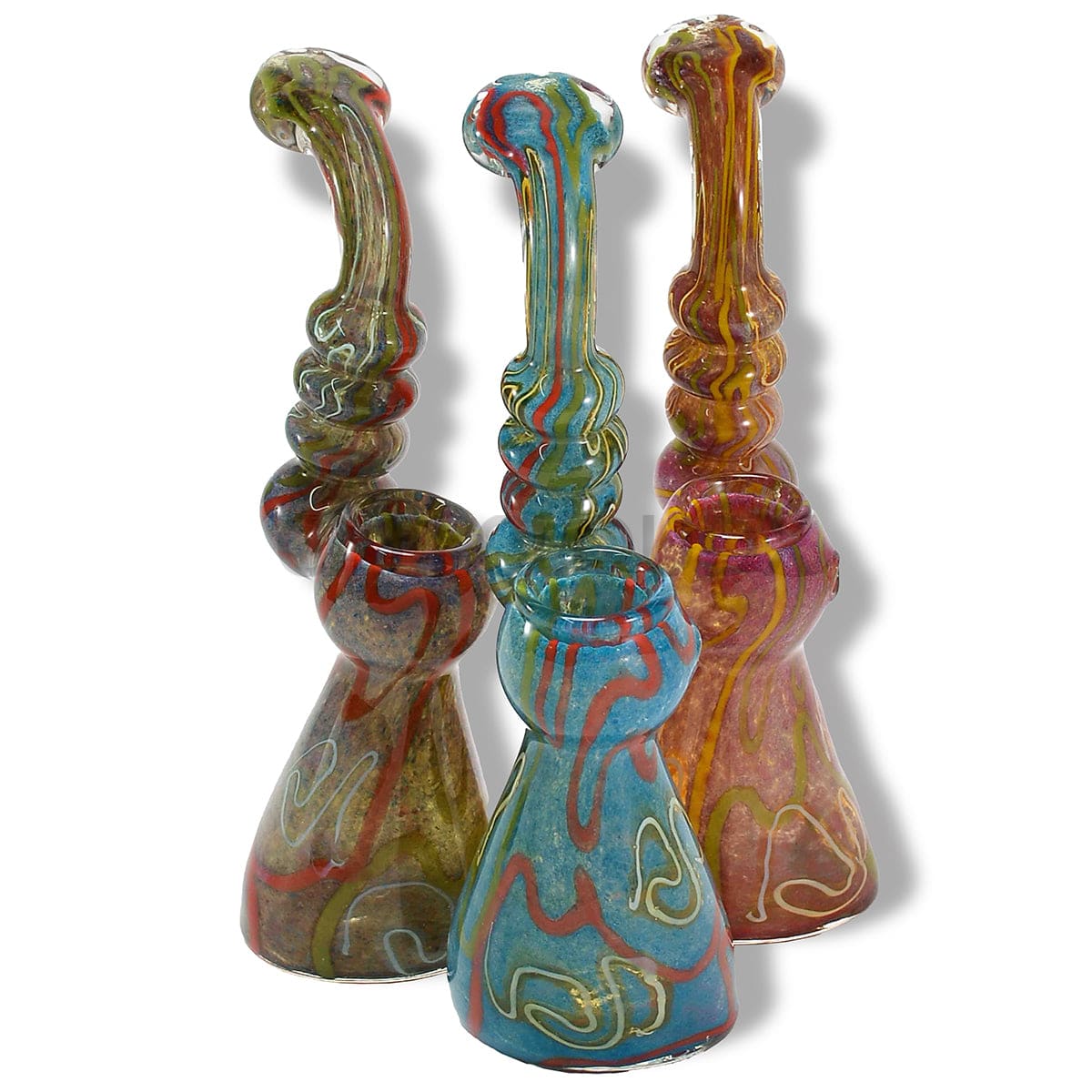 Frit Pattern And Stripe Glass Bubbler