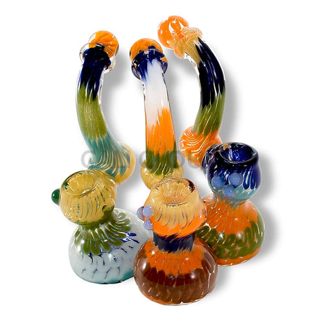 Helix Pattern With Dotted Marble Color Glass Bubbler