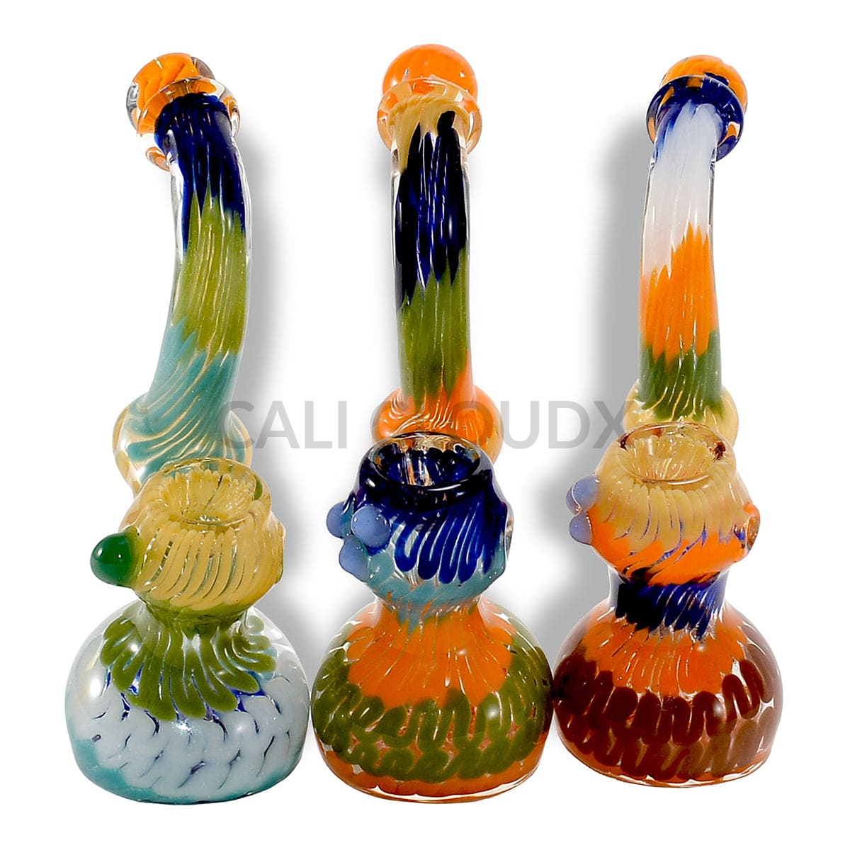 Helix Pattern With Dotted Marble Color Glass Bubbler