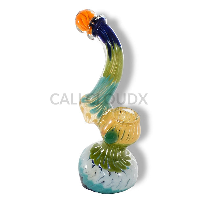 Helix Pattern With Dotted Marble Color Glass Bubbler