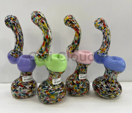 Slime Colored Rainbow Dots Bubbler Assorted Colors / Glass