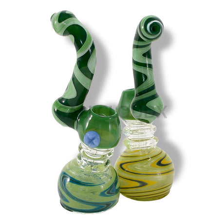 Swirl Pattern With Dotted Marble Color Glass Bubbler