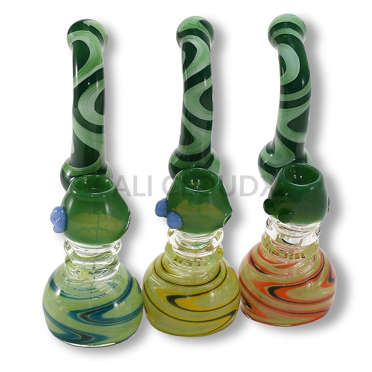 Swirl Pattern With Dotted Marble Color Glass Bubbler