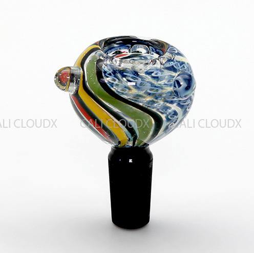 Frit Color Design With Rasta Twist Art Black Joint Bowl - Cali Cloudx Inc